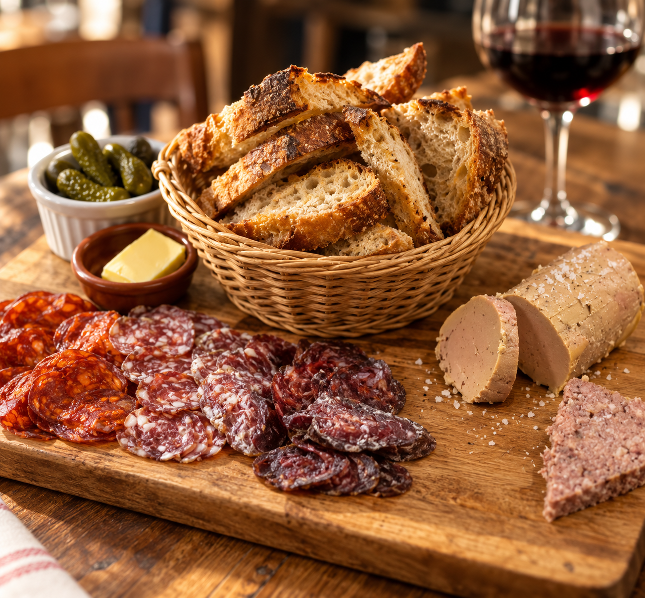 Spécialité du restaurant : Lobe de foie gras de canard maison et panier de charcuterie à Toulouse
